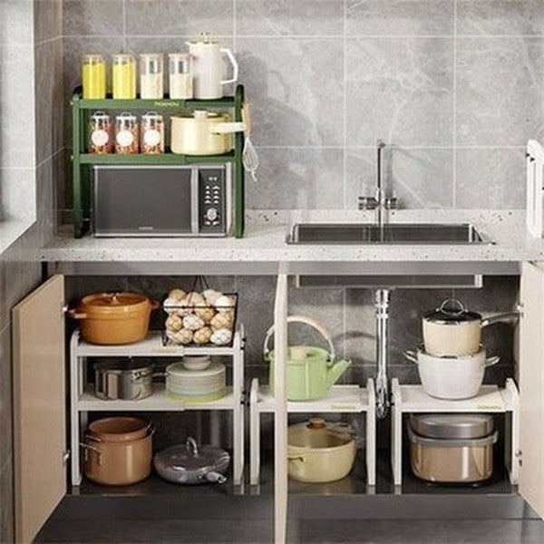 Cookware Storage Rack Over Microwave. Multifunction Desktop Organizer 1/2 Layer Rack for Microwave Condiments Space Saving. Type: Kitchen Utensil Holders & Racks