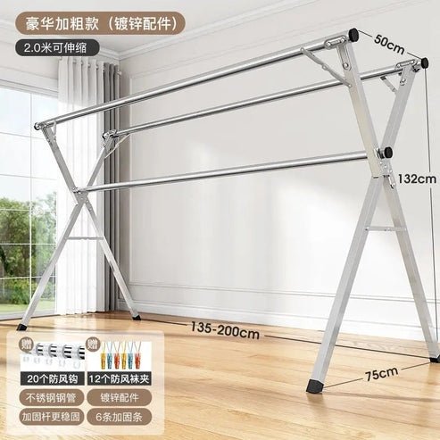 Telescopic Stainless Steel Drying Rack for Indoor & Outdoor Use