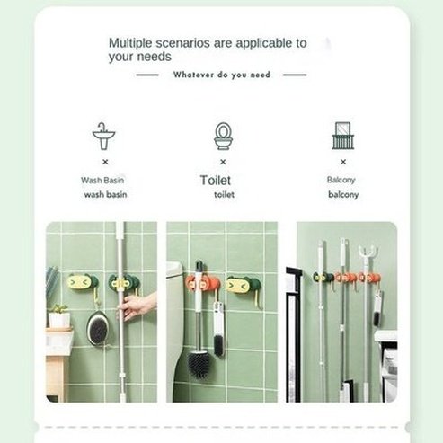 Cartoon Broom Holder Heavy Duty Practical Clip Mop Organizer Wall Mount Hook Stainless Steel Storage Space Saving Hanger Use: Sundries: Storage Hooks and Racks.
