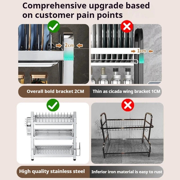 3-Tier Kitchen Dish Drying Rack with Utensil Holder