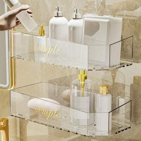 Wall-Mounted Hollow Design Clear Shampoo Storage Rack