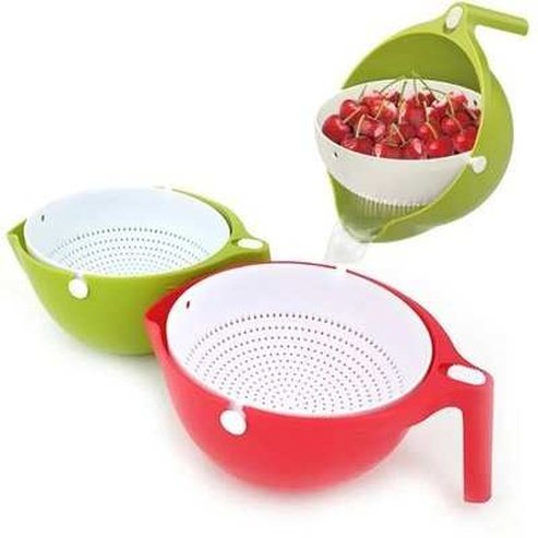 Double Bowl Drain Basket for Washing Rice