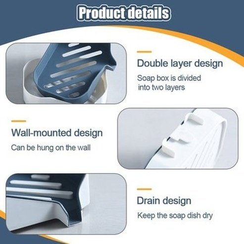 Adhesive Wall Soap Box Soap Dish Drainer Water Drain Soap Dish Tray Bathroom Kitchen Storage Accessories Super Suction Cup Container. Type: Soap Dishes and Holders.