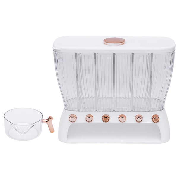 6-Grid Dry Food Dispenser with Press-Type Funnel Design