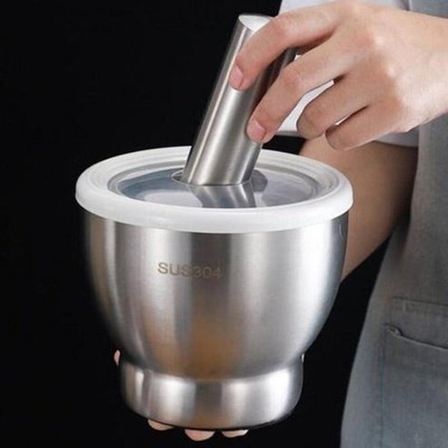 Splash-proof Steel Garlic Crusher Set Shock Absorption Anti-corrosion Impact-resistant Rust-proof Drum Shape Kitchen Garlic Press.