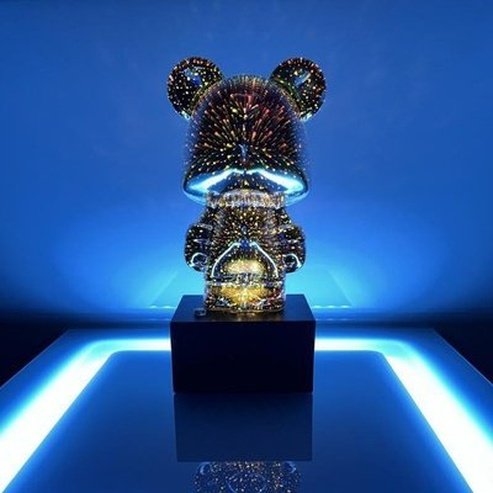 Creative 3D Glass Fireworks Little Bear Night Light Nordic Luxury Home Decor Living Room Desk Decorative Atmosphere Light. Decor: Night Lights & Ambient Lighting