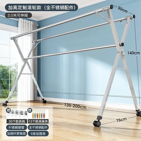 Telescopic Stainless Steel Drying Rack for Indoor & Outdoor Use