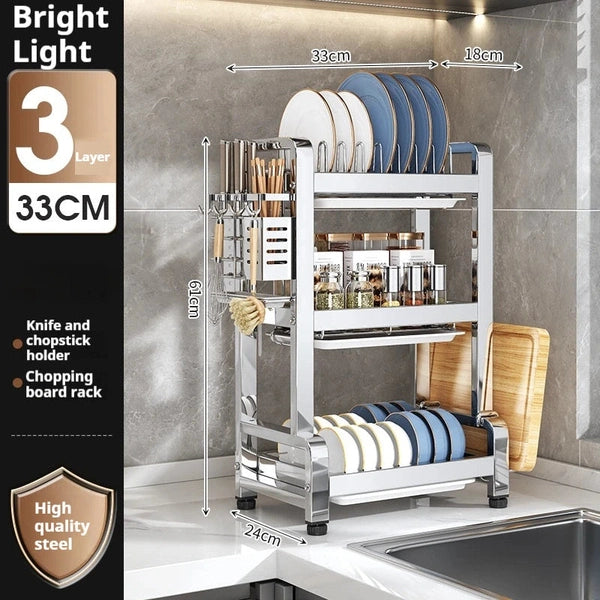 3-Tier Kitchen Dish Drying Rack with Utensil Holder
