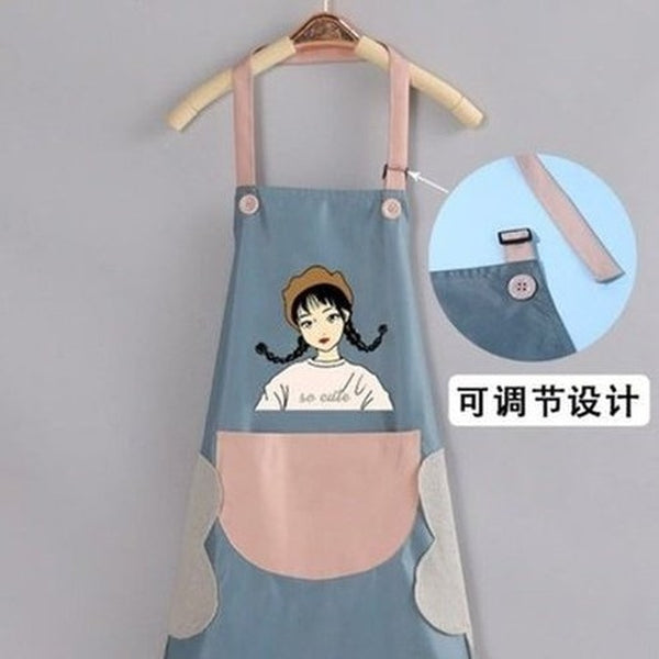 Hand wipes waterproof and oil proof household kitchen fashion apron Japanese household chores large adult women's work clothes