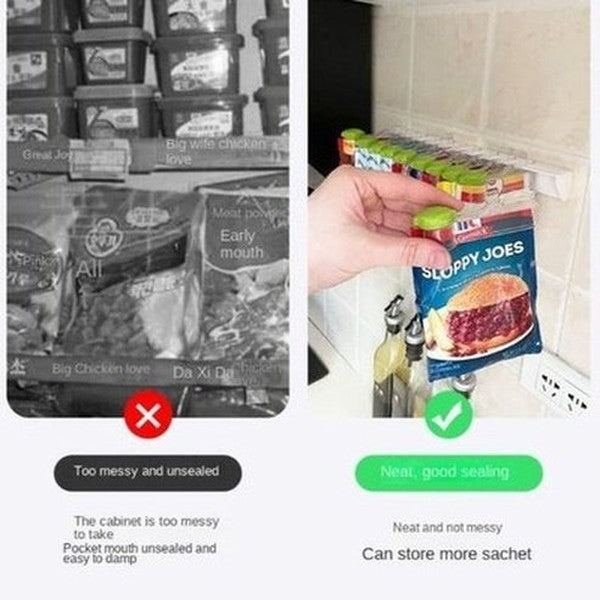 Sealing clip kitchen wall-mounted seasoning rack