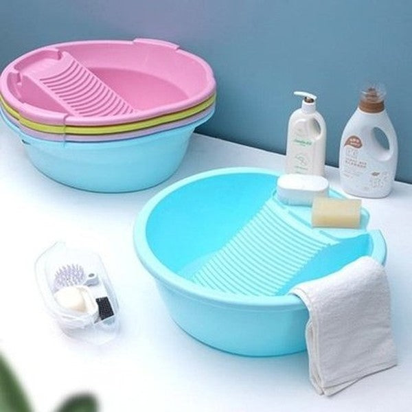 Thickened Washing Board Plastic Washtub with Washboard Laundry Tub Washtub Washing Baby Clothes Washing Board Cleaning Tools. Laundry Supplies.