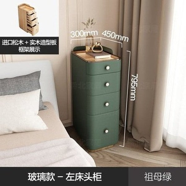 Light luxury smart bedside table lamp integrated modern simple storage high sense high glass bedside table with lamp. Furniture. Tables. Nightstands.