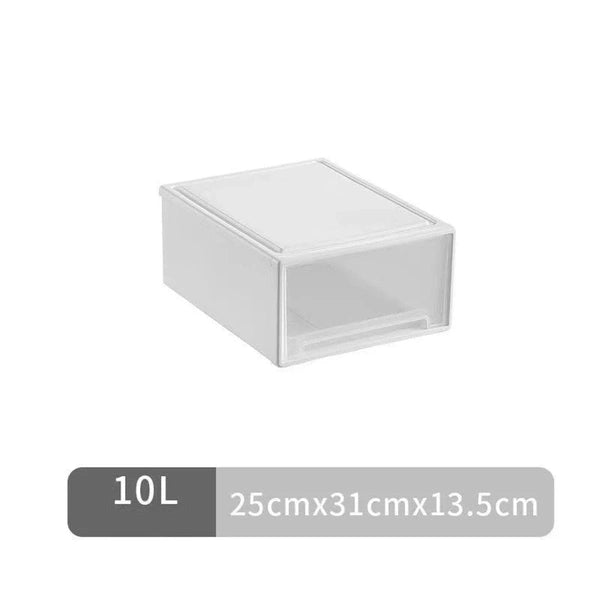 Stackable Clothes Storage Box, Modern Drawer Type Plastic Container with Lid