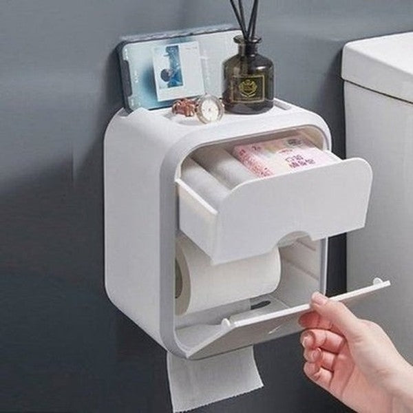 Punch-free Toilet Paper Holder Box Waterproof Tissue Storage Box Wall Mounted Bathroom Shelf Kitchen Bathroom Storage Holder. Type: Toilet Paper Holders.