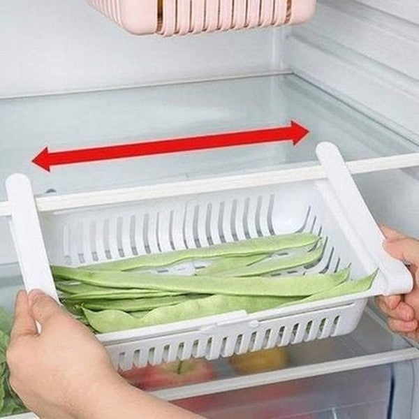 Expandable Food Organizer Basket For Refrigerator Shelf