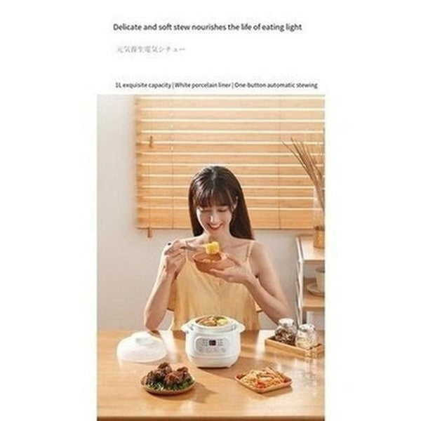 1L Mini Electric Stew Pot Ceramic Healthy Bird's Nest Electric Stew Cup Household Waterproof Multi-function Small Pot. Kitchen Appliances: Food Cookers ans Steamers.