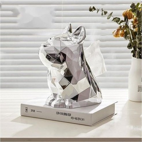 Decorative Tissue Box Bathroom Tissue Box Large Opening Design Light Luxury French Bulldog Electroplated Tissue Dispenser Type: Facial Tissue Holders.