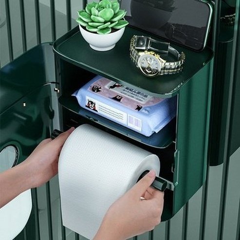 Toilet Paper Holder Container Tissue Box Waterproof Wall Mounted Toilet Roll Paper Shelf Bathroom Organizer. Bathroom Accessories. Toilet Paper Holders.