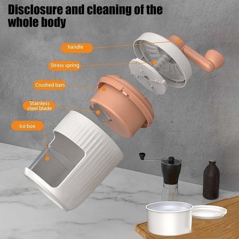 Manual Rotary Ice Crusher | Portable Shaved Ice Machine with Ice Trays