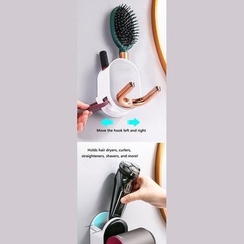 Hair Dryer Rack Wall-Mounted Bathroom Organizer Shelf with Hidden Hook Bathroom Storage Holder. Bathroom Accessories. Type: Bathroom Accessory Mounts.