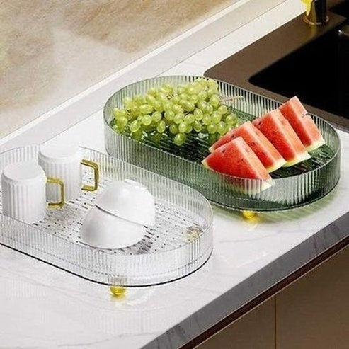 Light Luxury Double Layer Drain Tea Table Cup Tray