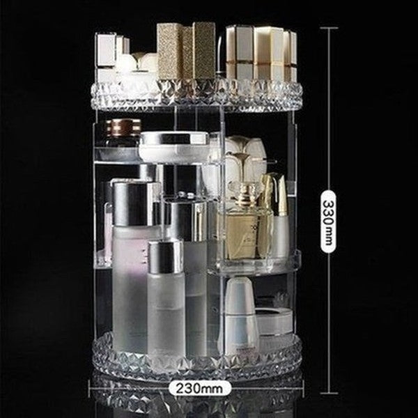 Rotating Transparent Cosmetic Storage Box Acrylic Dressing Lipstick Skin Care Brush Shelf Organizer For Cosmetics. Storage & Organization: Household Storage Containers.