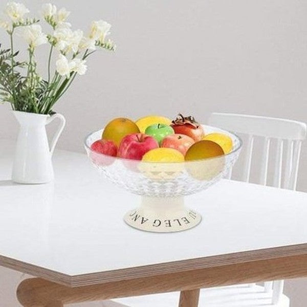Elegant decorative transparent fruit bowl with drainer