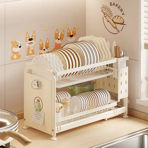 Kitchen Dish Drying Rack Multi-Functional Plates Drainer Storage Organizer Sink