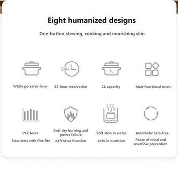 1L Mini Electric Stew Pot Ceramic Healthy Bird's Nest Electric Stew Cup Household Waterproof Multi-function Small Pot. Kitchen Appliances: Food Cookers ans Steamers.