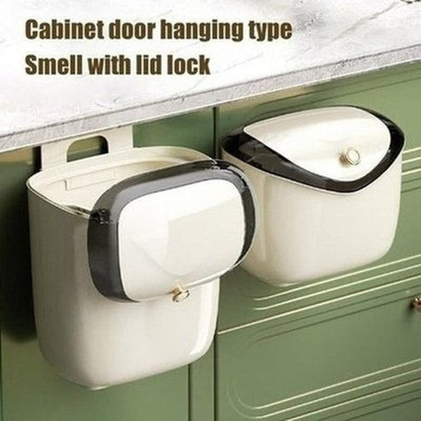 Wall-Mounted Kitchen Trash Can Large Capacity Kitchen Garbage Cans With Lid Hanging Trash Bin For Bathroom Cabinet Door. Type: Trash Cans and Wastebaskets