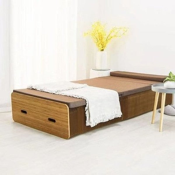 Expandable Durable Pressboard Cardboard Bed Creative Kraft Paper Folding Bed Bedroom Furniture Single Folding Guest Bed Folding Bed With Thick Memory Foam