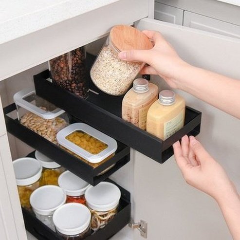 Carbon Steel Cabinet Slide Rail Storage Shelf Cabinet Kitchen Cabinet Slide Rail Free Punching. Kitchen Organizers. Type: Kitchen Utensil Holders and Racks.
