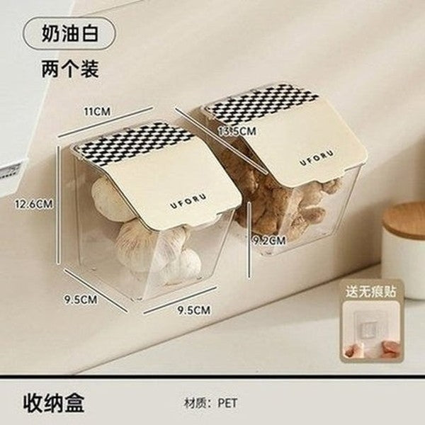 Wall Mount Spice Organizer, Storage Basket, Punch-Free Kitchen Preservation Storage. Spice Storage Box, Kitchen Condiment Organizer, Wall-Mounted Without Drilling.