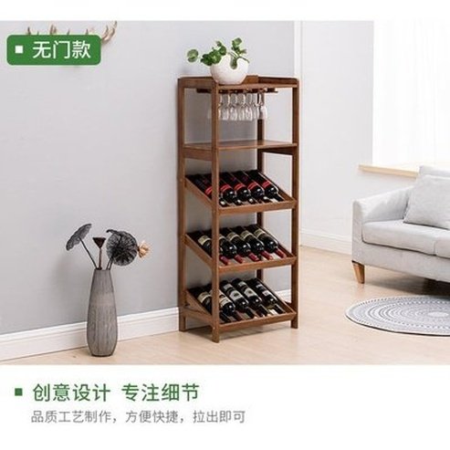 Bamboo With Door Red Wine Rack Landing Wine Bottle Stand Household Wine Cabinet Display Rack Upside Down Cup Holder. Type: Household Storage Drawers.