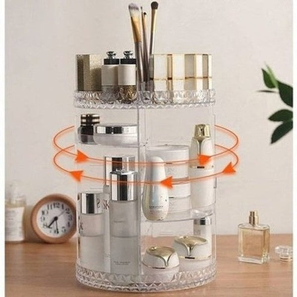 Rotating Transparent Cosmetic Storage Box Acrylic Dressing Lipstick Skin Care Brush Shelf Organizer For Cosmetics. Storage & Organization: Household Storage Containers.