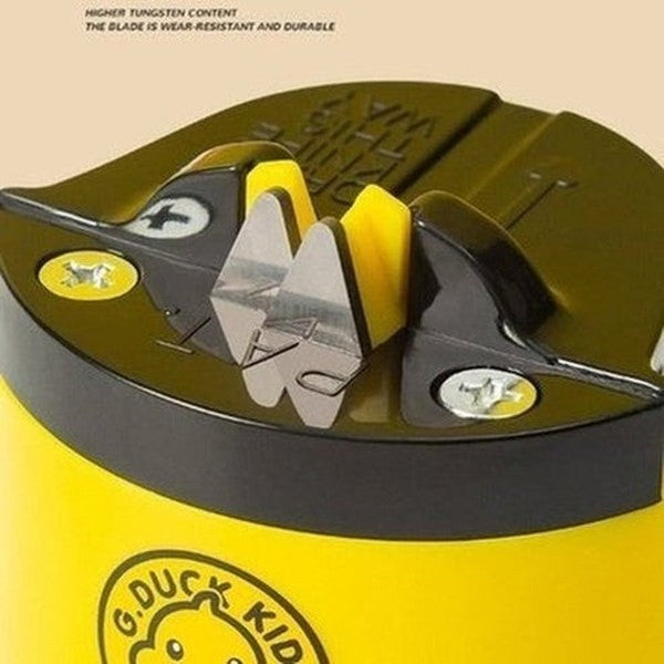 Sturdy Mini cartoon yellow duck knife sharpener with suction cup. Portable Tungsten Kitchen Knife Sharpener. Kitchen Appliances. Type: Knife Sharpeners.