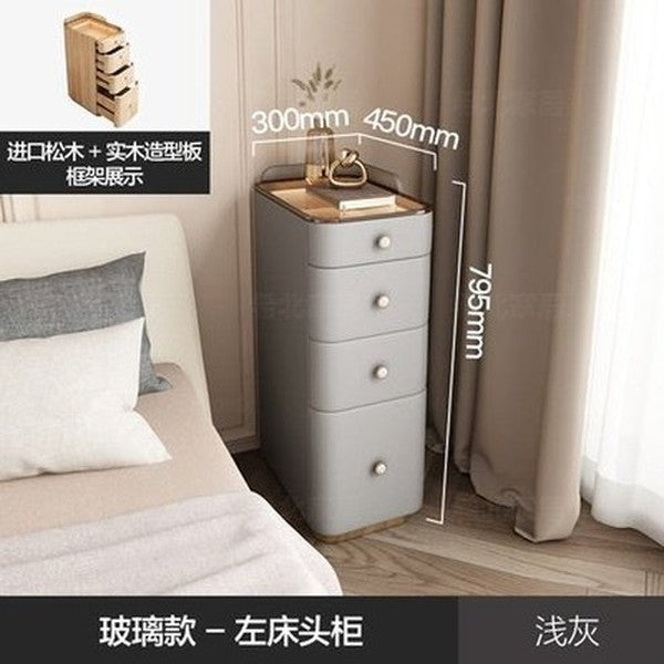 Light luxury smart bedside table lamp integrated modern simple storage high sense high glass bedside table with lamp. Furniture. Tables. Nightstands.