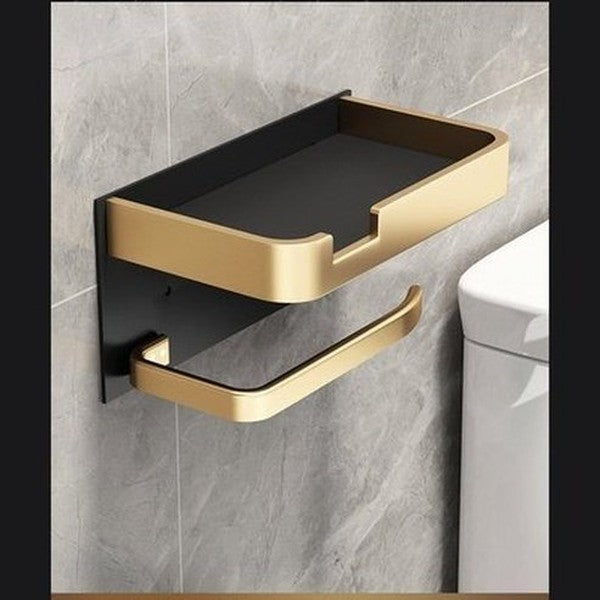 drill-free toilet paper holder with aluminum shelf. toilet tissue dispenser no drill toilet paper hanger bathroom accessories. type: toilet paper holders