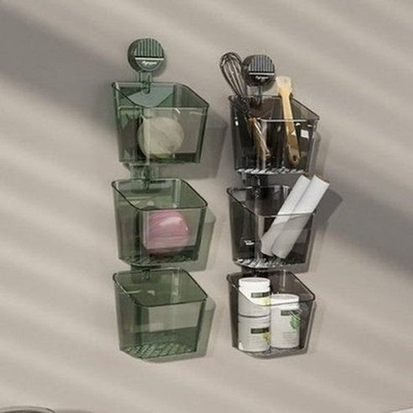 Wall Hanging Home Sundries Suction Cup Storage Basket, Storage Rack, Kitchen Wall Mounted Storage Device, No Punching Ginger. Type: Household Storage Containers.