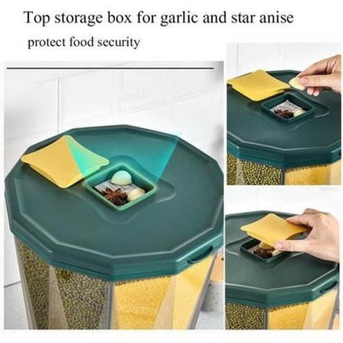 Rotating rice barrel with dosing dispenser. Rotating Rice Barrels Measuring Sub-Grate Rice Barrels Grain Dispenser. Food Storage. Type: Food Storage Containers.