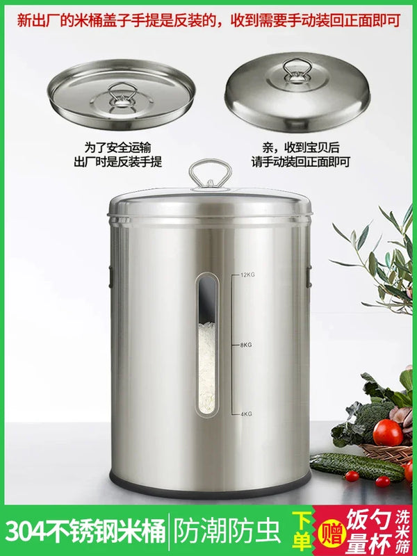 Stainless Steel Rice Storage Bucket