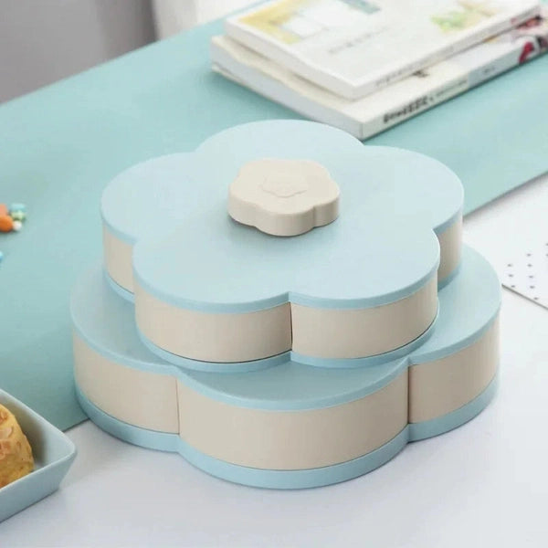 2-layer Petal-shaped Rotating Snack Box, Candy Tray Food Storage Box