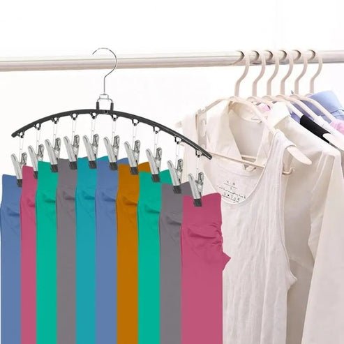 Space-Saving Closet Organizer with 10 Clips