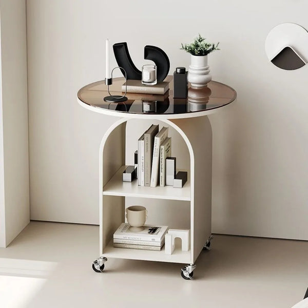 Movable Circular Bedside Table – Simple and Modern Tea Table