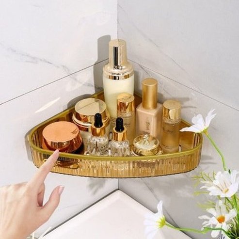 Acrylic Bathroom Corner Shelf, Wall-Mounted Storage Rack for Toilet Shower Room Washroom Sink, Space Saving Organizer