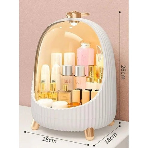 LED Makeup Organizer Box with Drawer and Dust-Proof Cover