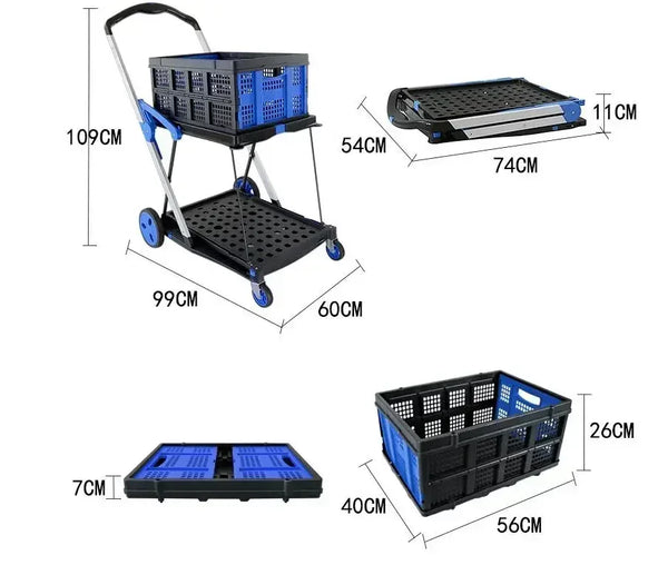 Plastic Foldable Hand Truck, Aluminum Portable Folding Cart Trolley