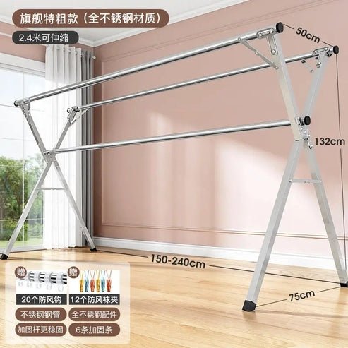 Telescopic Stainless Steel Drying Rack for Indoor & Outdoor Use