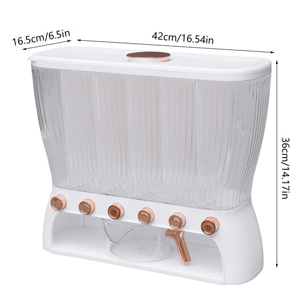 6-Grid Dry Food Dispenser with Press-Type Funnel Design