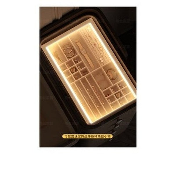 Light luxury smart bedside table lamp integrated modern simple storage high sense high glass bedside table with lamp. Furniture. Tables. Nightstands.